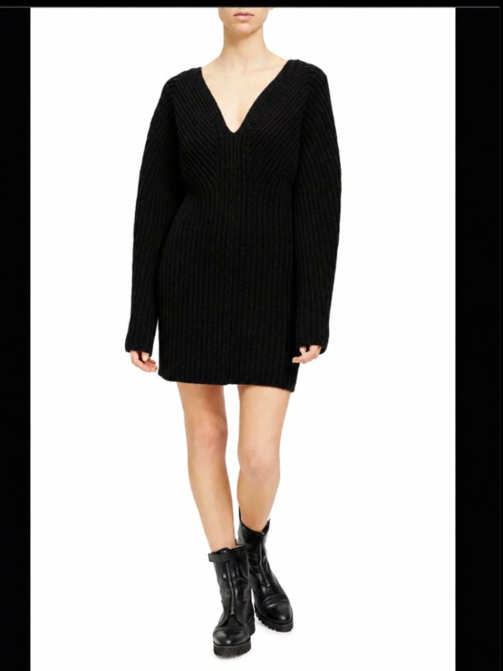 NWT Theory $475 Sweater Dress Sculpted Black Wool Cashmere Small